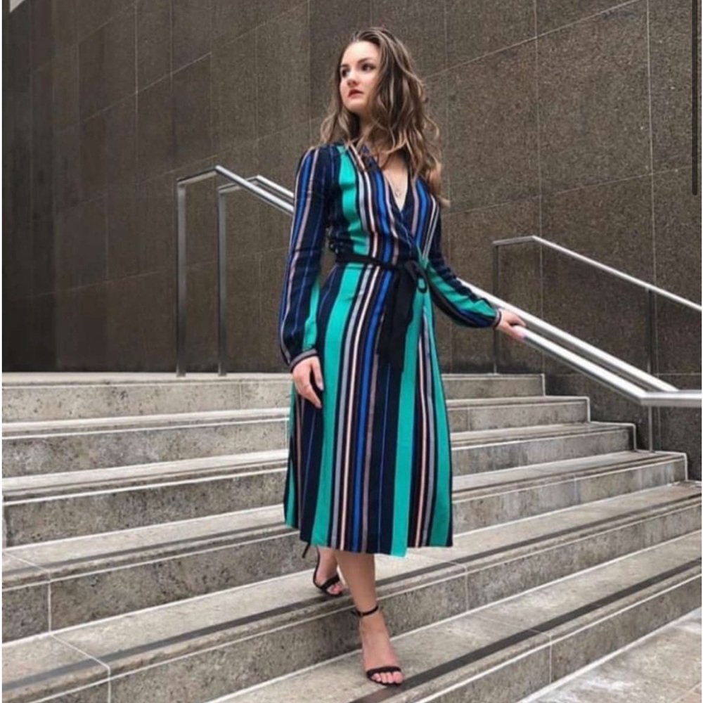 Chelsea28 Long Sleeve Midi Wrap Dress.